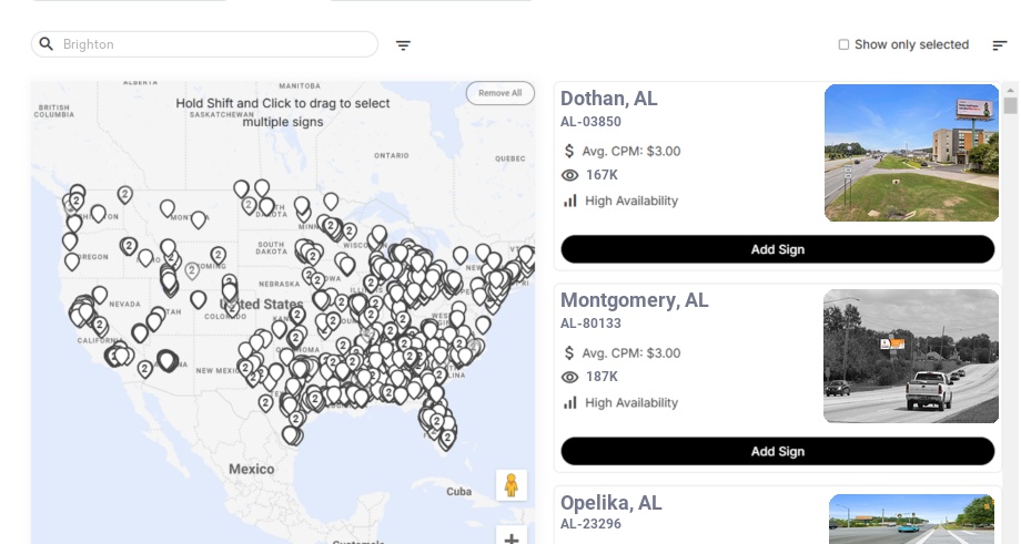 Billboard advertising in Brighton Al, Alabama - Choose your favorite location