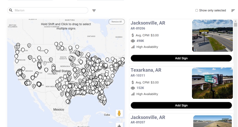 Billboard advertising in Marion Ar, Arkansas - Choose your favorite location