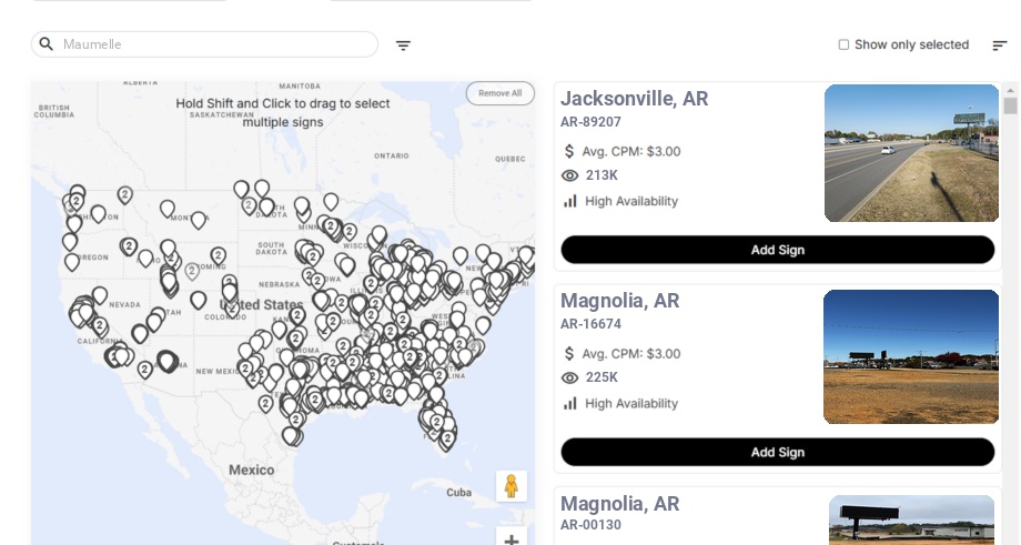 Billboard advertising in Maumelle Ar, Arkansas - Choose your favorite location