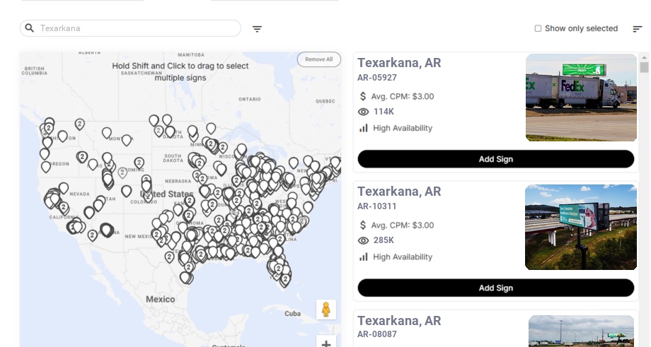 Billboard advertising in Texarkana Ar, Arkansas - Choose your favorite location