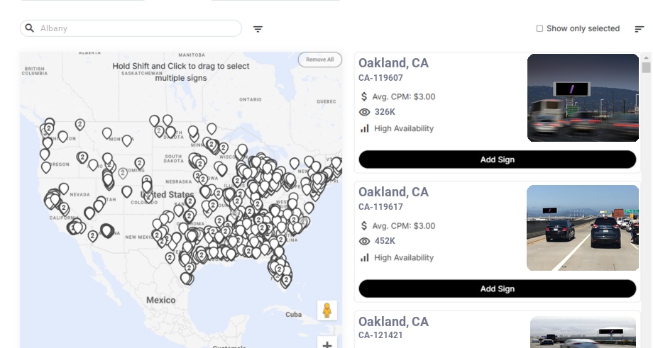 Billboard advertising in Albany Ca, California - Choose your favorite location