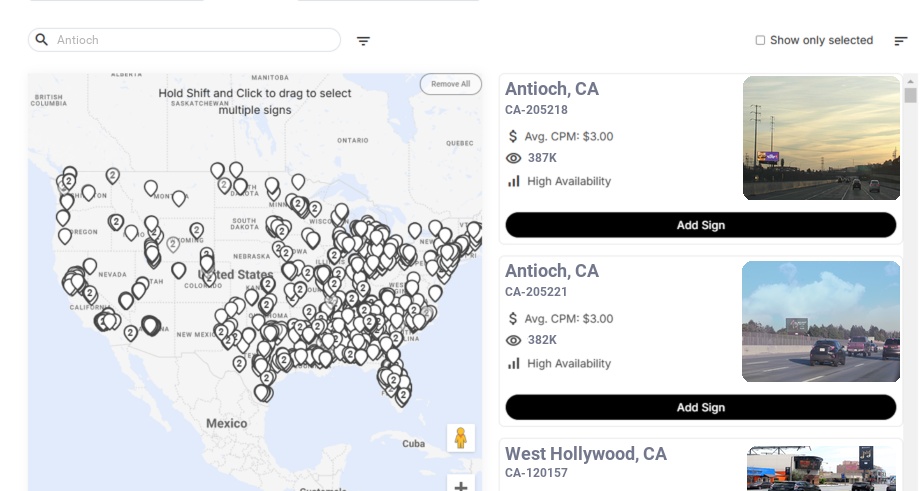 Billboard advertising in Antioch, California - Choose your favorite location