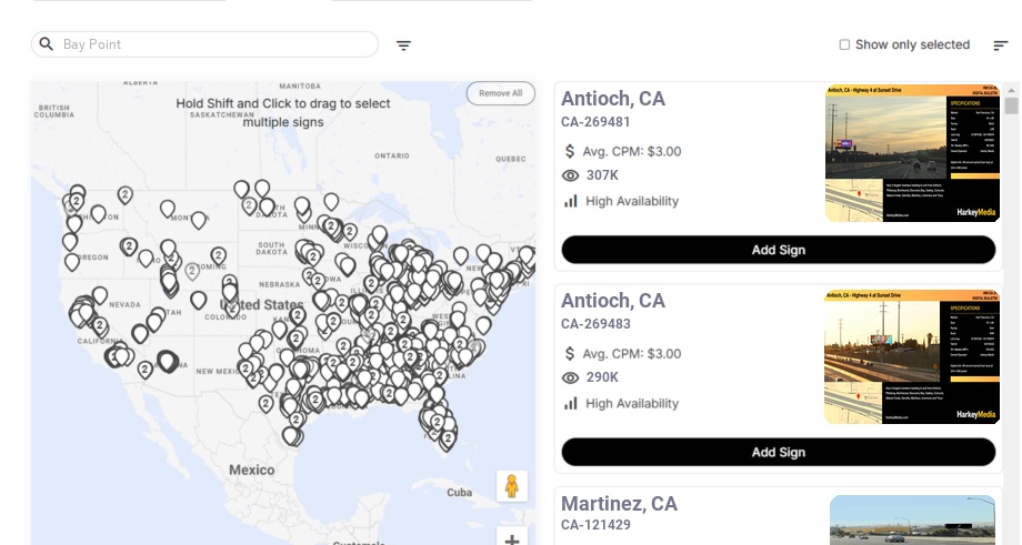 Billboard advertising in Bay Point Ca, California - Choose your favorite location