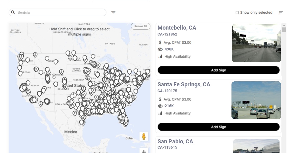 Billboard advertising in Benicia, California - Choose your favorite location