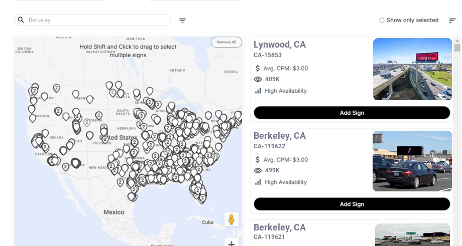 Billboard advertising in Berkeley Ca, California - Choose your favorite location