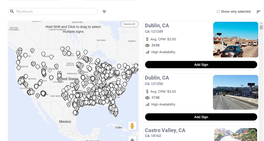 Billboard advertising in Blackhawk Ca, California - Choose your favorite location