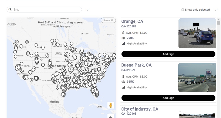 Billboard advertising in Brea Ca, California - Choose your favorite location