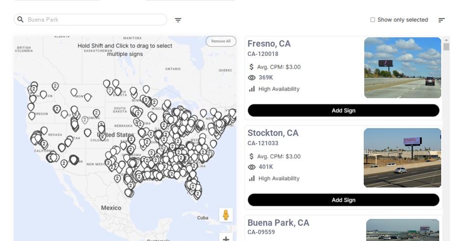 Billboard advertising in Buena Park Ca, California - Choose your favorite location