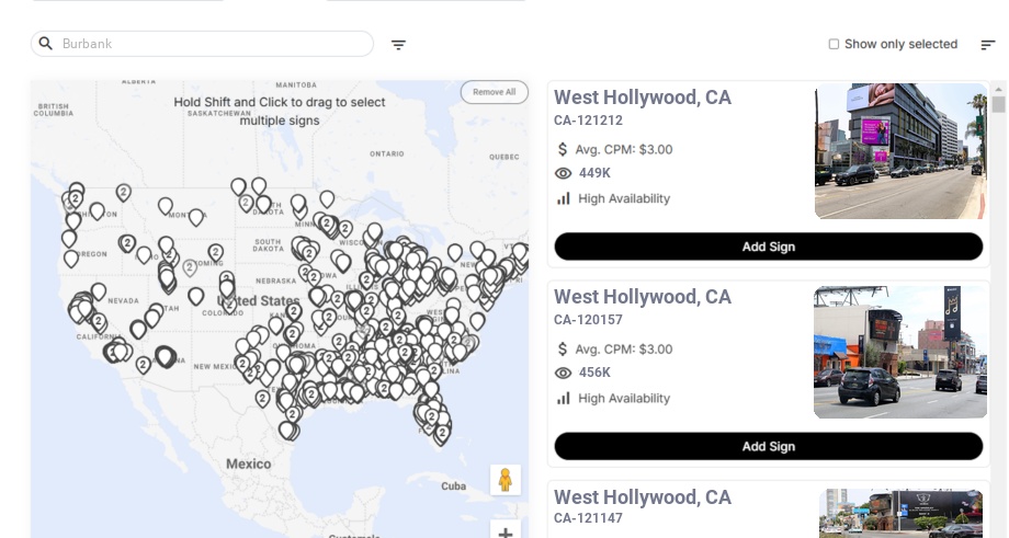 Billboard advertising in Burbank Ca, California - Choose your favorite location