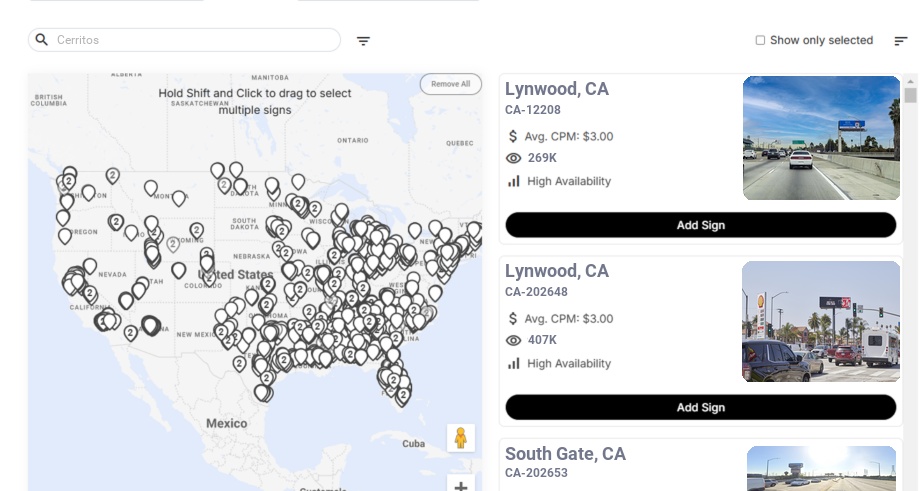 Billboard advertising in Cerritos Ca, California - Choose your favorite location