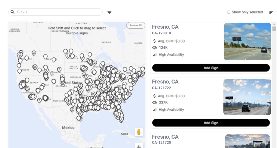 Billboard advertising in Clovis Ca, California - Choose your favorite location
