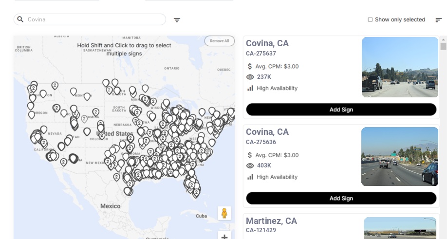 Billboard advertising in Covina Ca, California - Choose your favorite location
