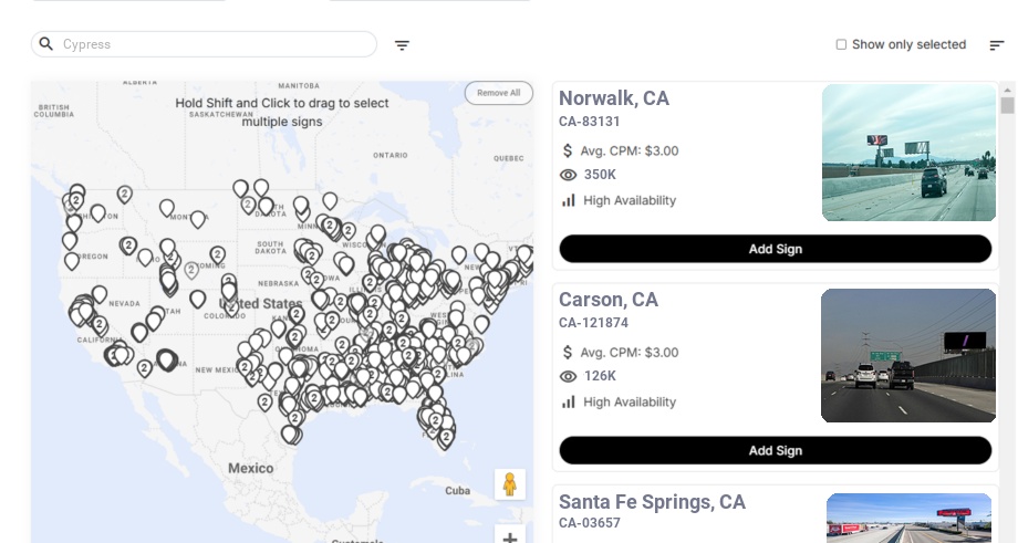 Billboard advertising in Cypress Ca, California - Choose your favorite location