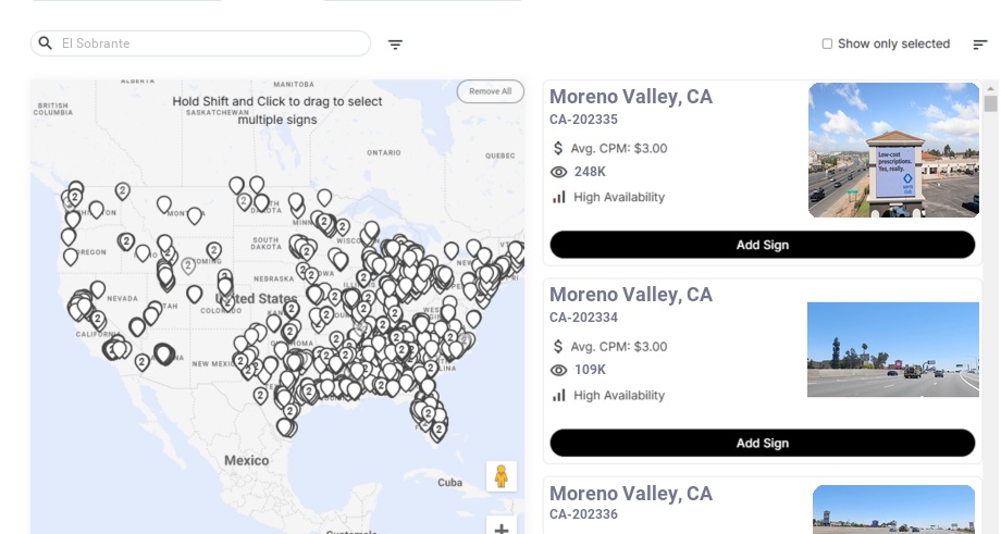 Billboard advertising in El Sobrante Ca, California - Choose your favorite location