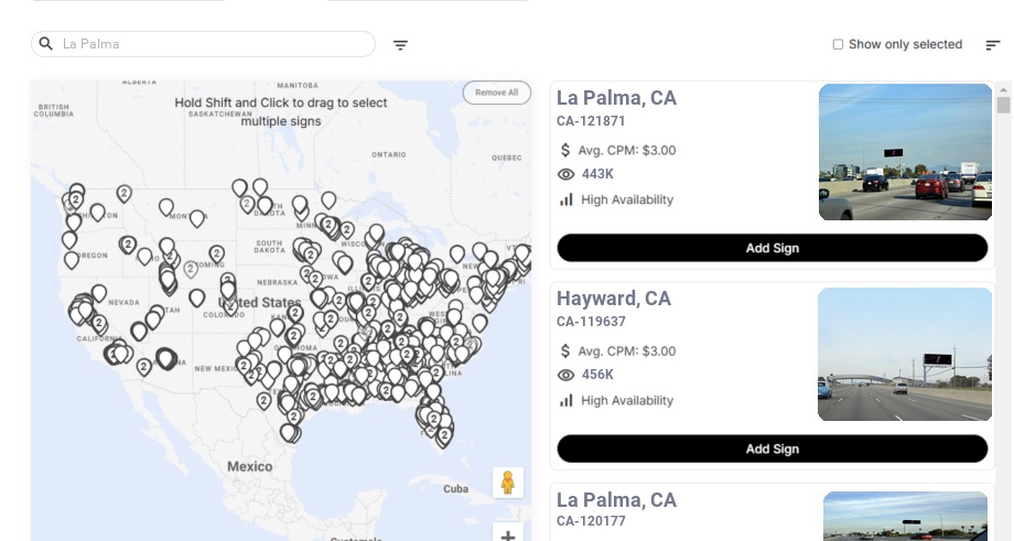 Billboard advertising in La Palma Ca, California - Choose your favorite location