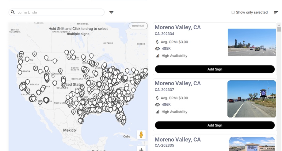 Billboard advertising in Loma Linda Ca, California - Choose your favorite location