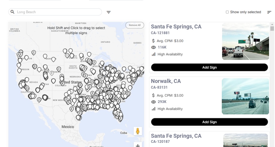 Billboard advertising in Long Beach, California - Choose your favorite location