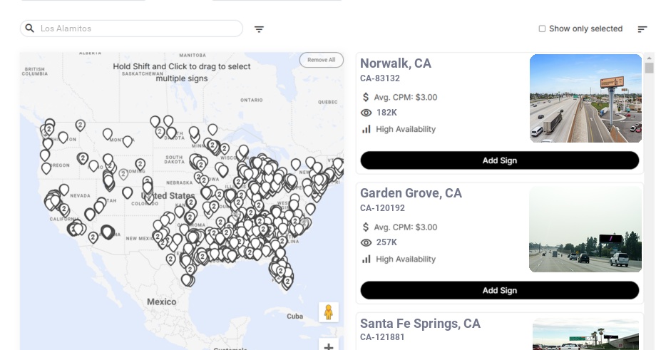 Billboard advertising in Los Alamitos Ca, California - Choose your favorite location