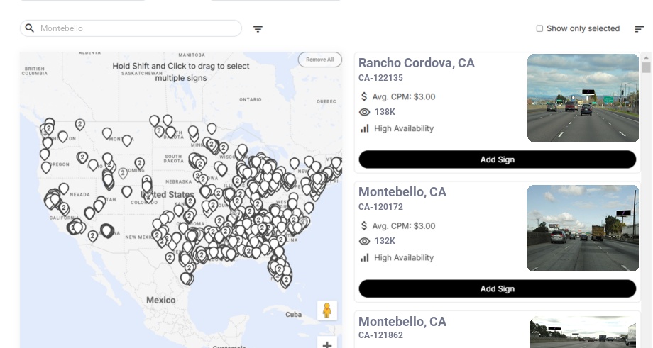 Billboard advertising in Montebello Ca, California - Choose your favorite location