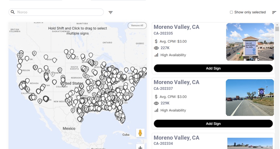 Billboard advertising in Norco Ca, California - Choose your favorite location