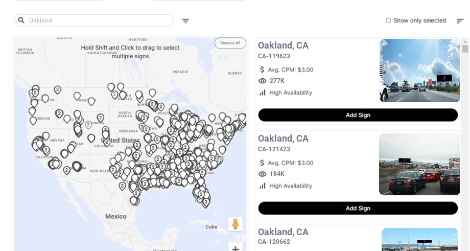 Billboard advertising in Oakland, California - Choose your favorite location