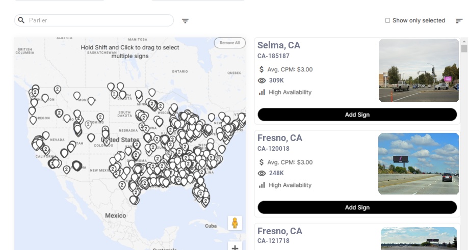 Billboard advertising in Parlier Ca, California - Choose your favorite location
