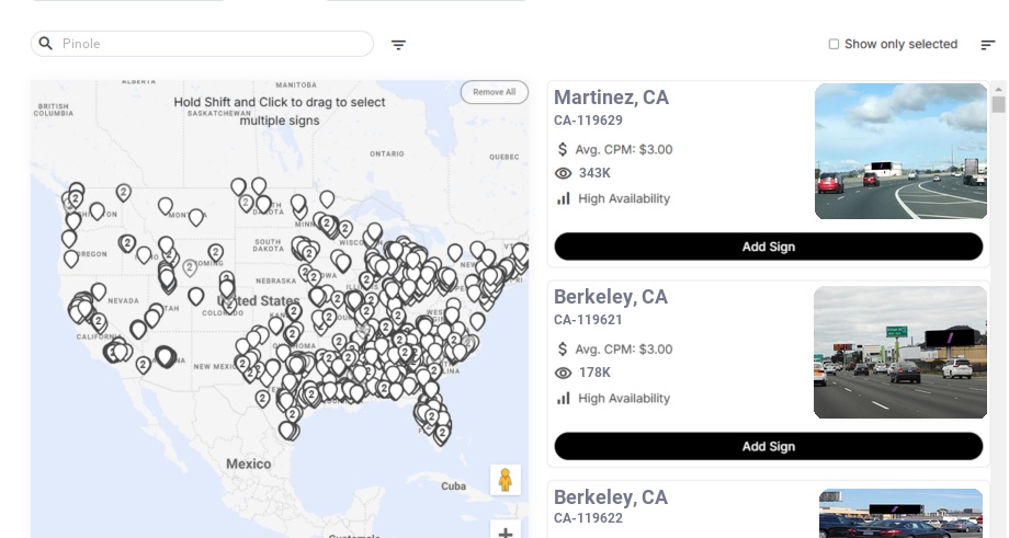 Billboard advertising in Pinole Ca, California - Choose your favorite location