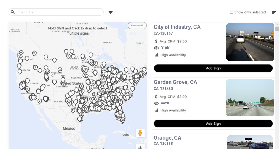 Billboard advertising in Placentia Ca, California - Choose your favorite location