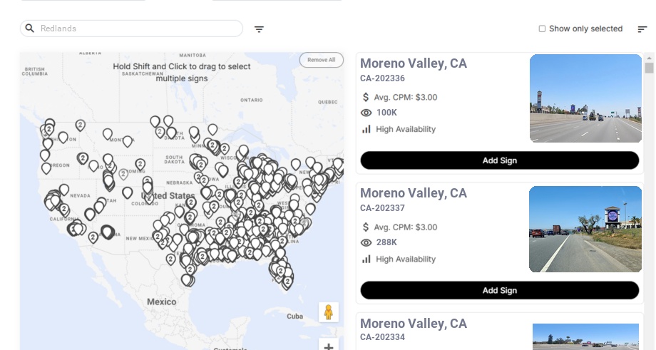 Billboard advertising in Redlands Ca, California - Choose your favorite location