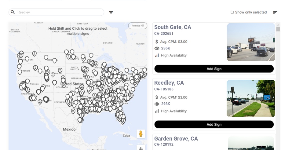 Billboard advertising in Reedley Ca, California - Choose your favorite location