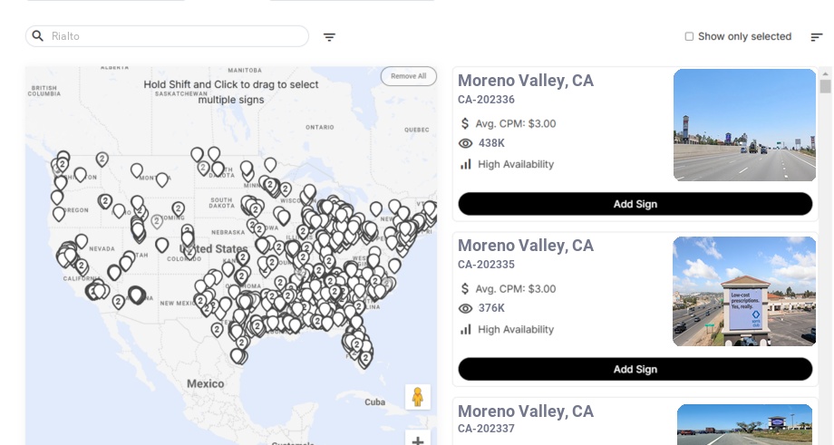 Billboard advertising in Rialto Ca, California - Choose your favorite location