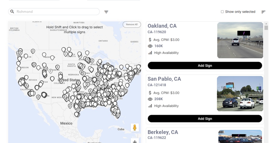 Billboard advertising in Richmond Ca, California - Choose your favorite location