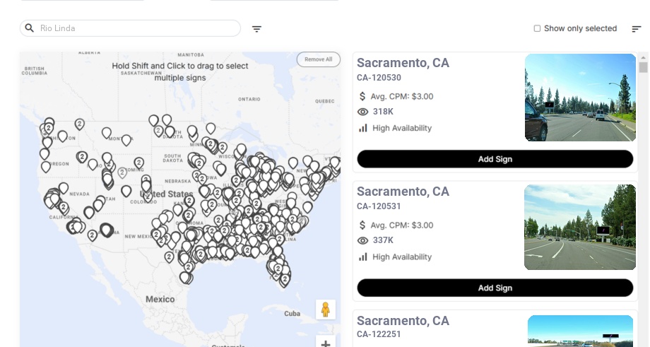 Billboard advertising in Rio Linda Ca, California - Choose your favorite location