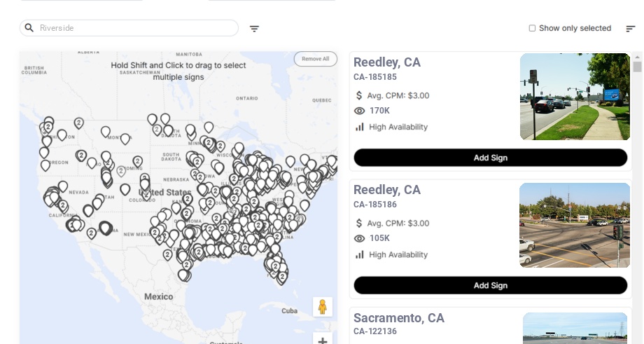 Billboard advertising in Riverside Ca, California - Choose your favorite location