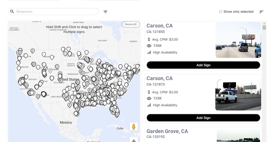 Billboard advertising in Rossmoor Ca, California - Choose your favorite location
