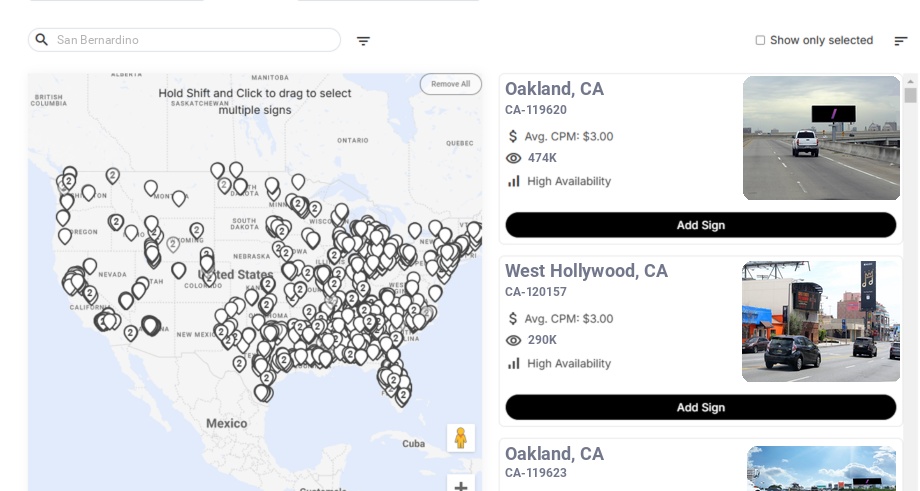Billboard advertising in San Bernardino Ca, California - Choose your favorite location