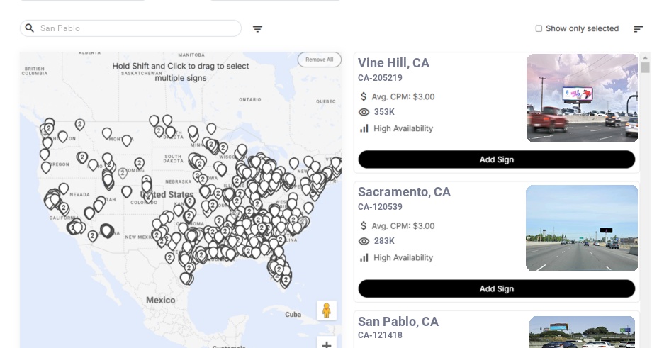 Billboard advertising in San Pablo, California - Choose your favorite location