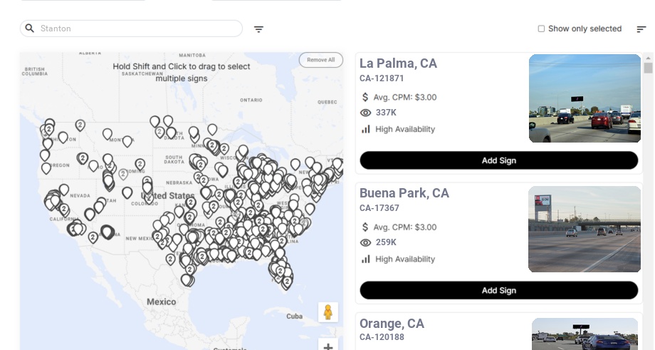 Billboard advertising in Stanton Ca, California - Choose your favorite location