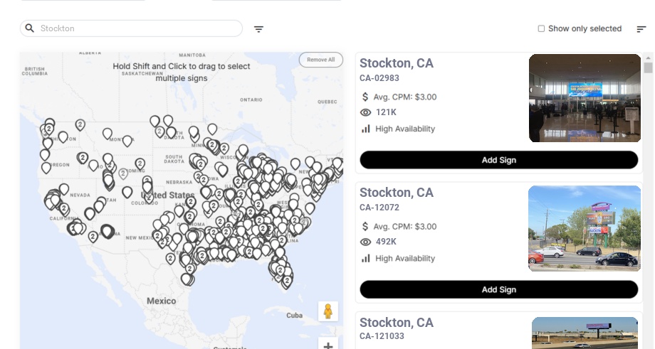 Billboard advertising in Stockton Ca, California - Choose your favorite location