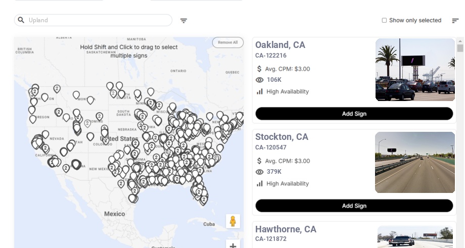 Billboard advertising in Upland Ca, California - Choose your favorite location