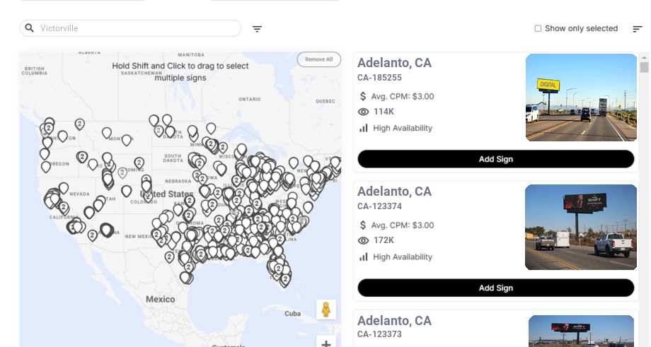 Billboard advertising in Victorville Ca, California - Choose your favorite location