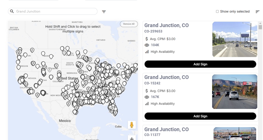 Billboard advertising in Grand Junction, Colorado - Choose your favorite location
