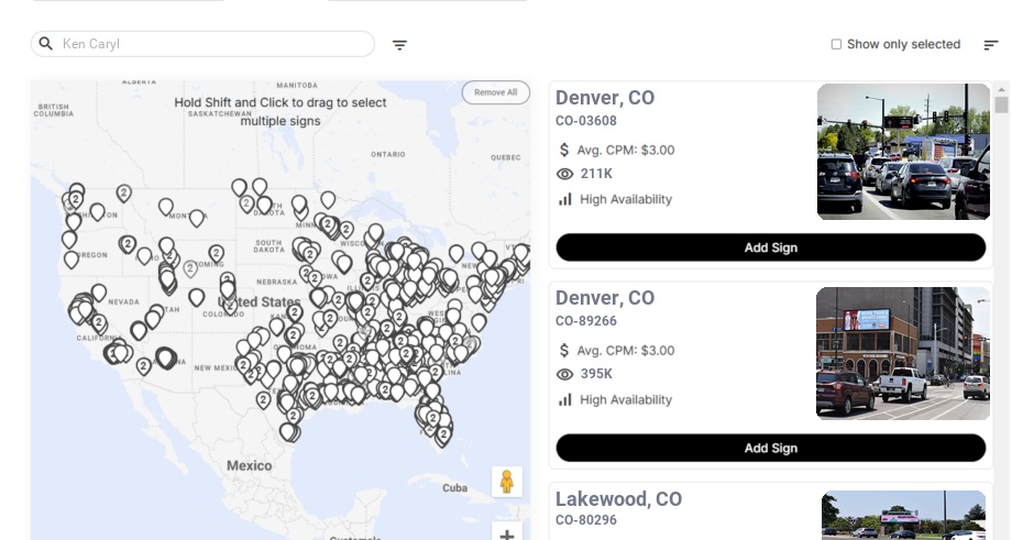 Billboard advertising in Ken Caryl Co, Colorado - Choose your favorite location