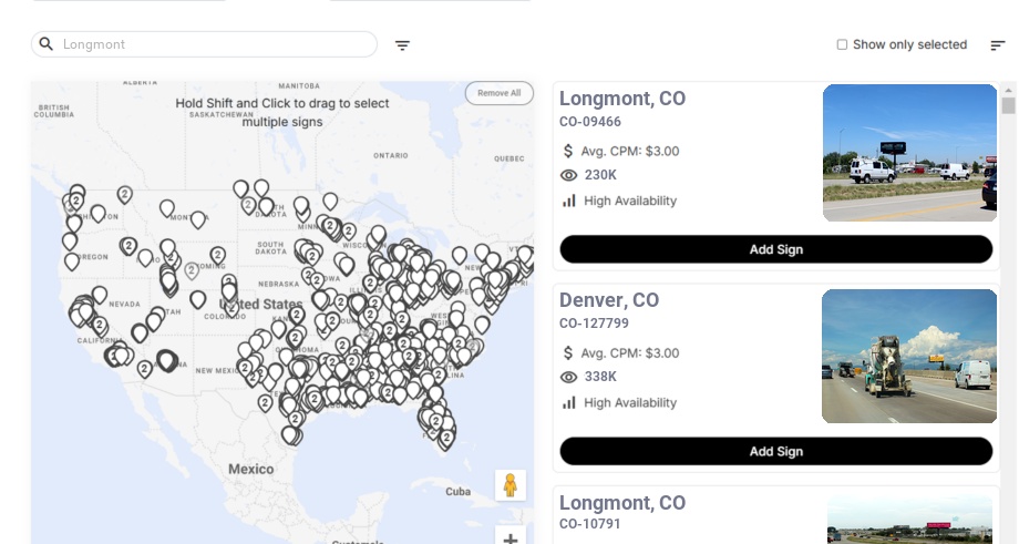 Billboard advertising in Longmont, Colorado - Choose your favorite location