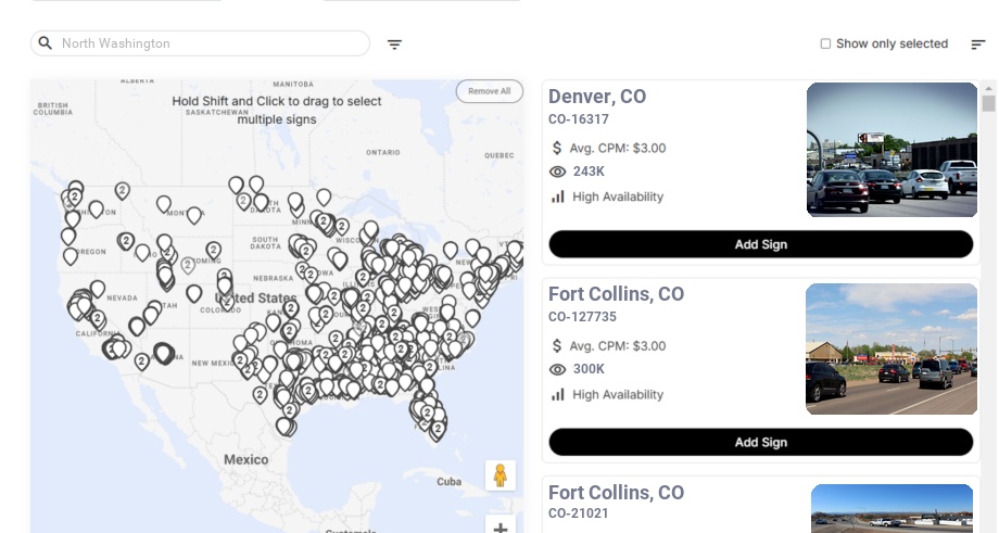 Billboard advertising in North Washington Co, Colorado - Choose your favorite location
