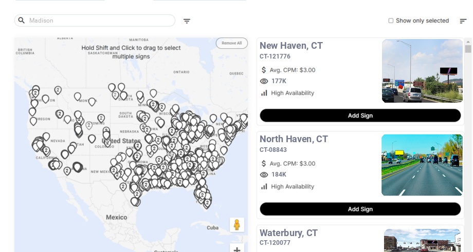 Billboard advertising in Madison Ct, Connecticut - Choose your favorite location