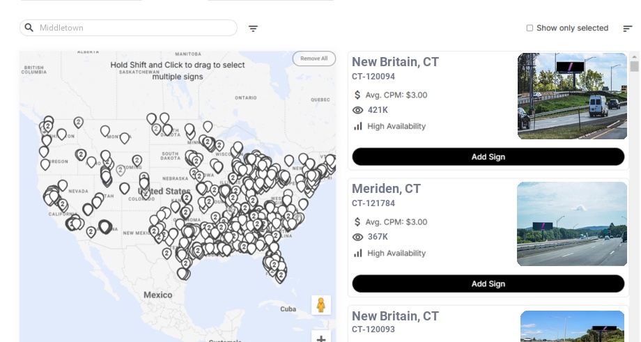 Billboard advertising in Middletown Ct, Connecticut - Choose your favorite location