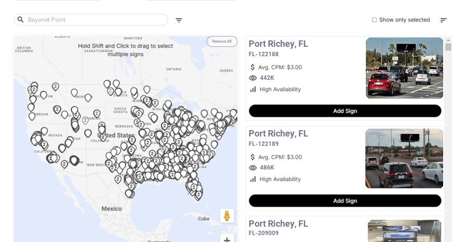 Billboard advertising in Bayonet Point Fl, Florida - Choose your favorite location
