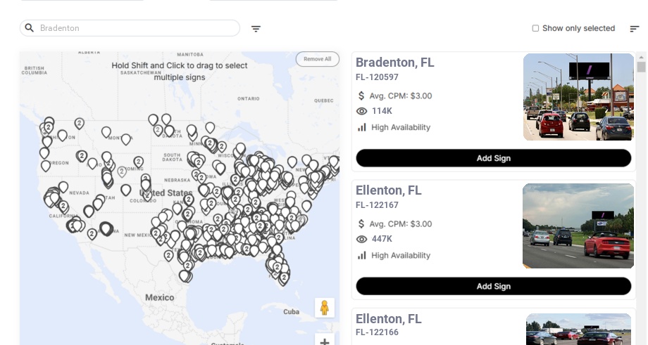 Billboard advertising in Bradenton Fl, Florida - Choose your favorite location