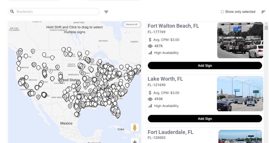 Billboard advertising in Bradenton, Florida - Choose your favorite location